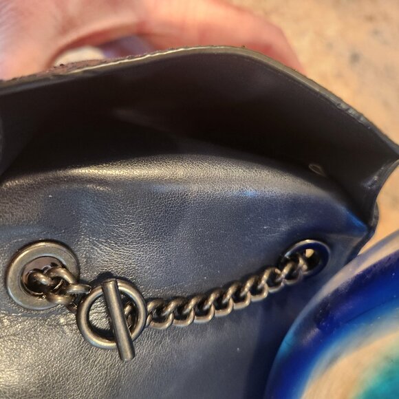 Coach North/South Phone Crossbody Rainbow Navy Blue Glitter Limited Edition - Picture 15 of 16